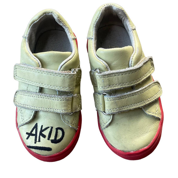 AKID size toddler 6C AXEL - LEATHER AKID EMBROIDERY [CREAM/RED] - Picture 1 of 7